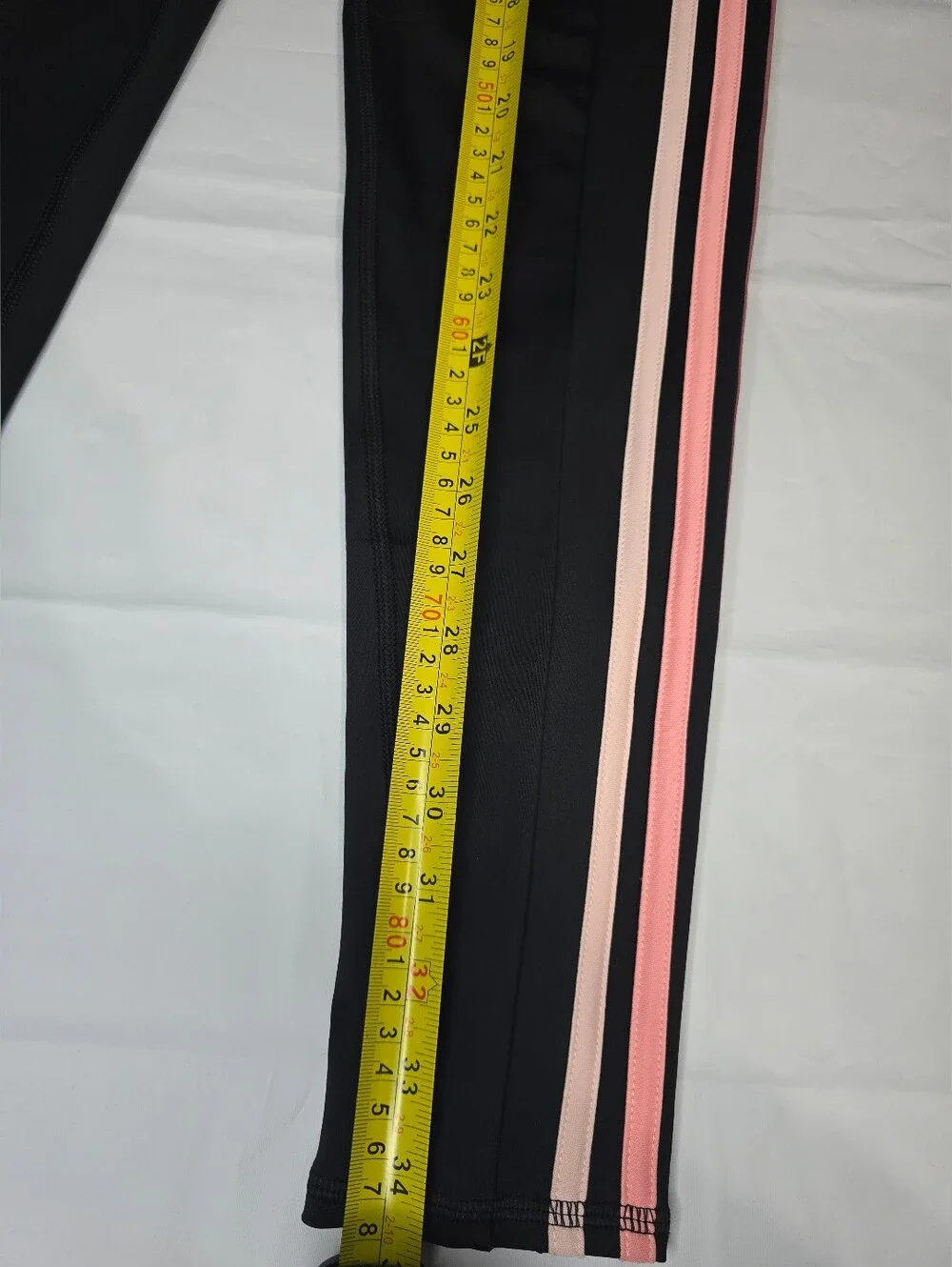 Adidas Big Girls Black High-Waist Leggings with‎ Pink Stripes